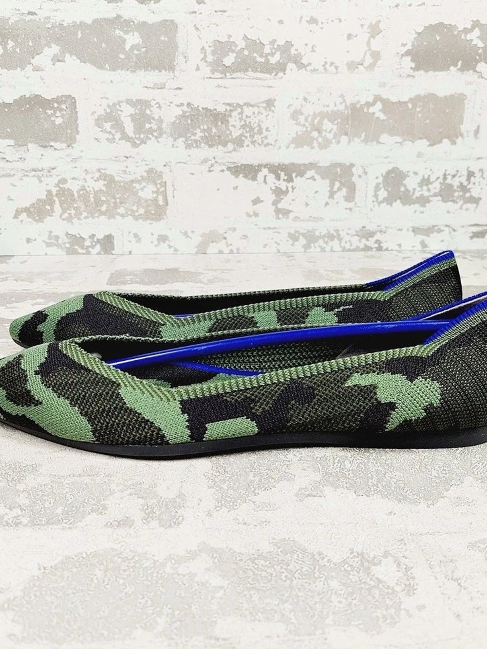 NEW Rothy’s The Point Olive Camo Slip On Ballet Flat Shoes E567